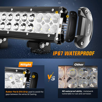 - ZH003 20Inch 126W Spot Flood Combo Led Light Bar 4PCS 4Inch 18W Spot LED Pods Fog Lights for Jeep Wrangler Boat Truck Tractor Trailer Off-Road